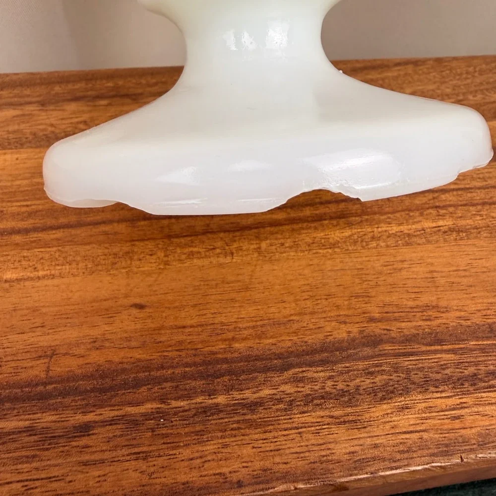 Vintage White Milk Glass Scalloped Ribbed Compote Pedestal Candy Dish Bowl 8in